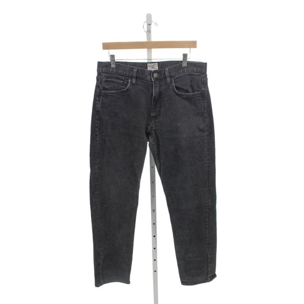 Faherty Men Tapered Black Cotton Blend Jeans Button Size 32